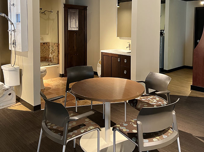 McDonald Plumning Supply showroom interior table and chairs