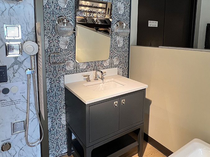 McDonald Plumning Supply showroom interior bathroom sink and shower heads