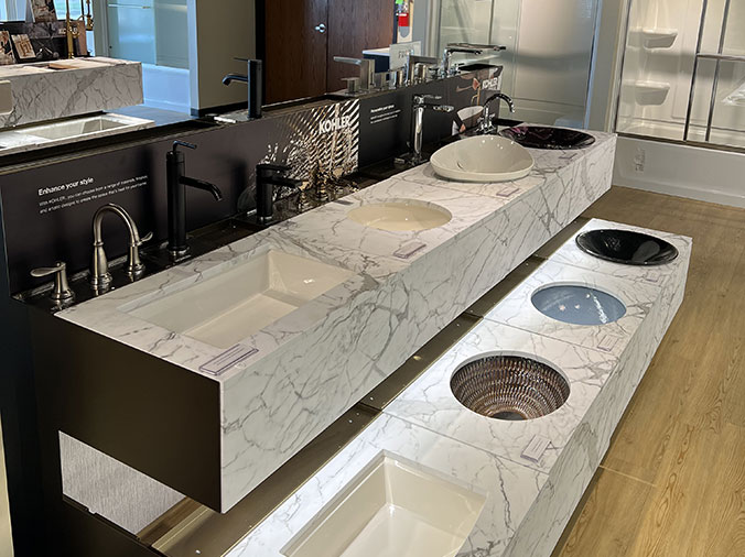 McDonald Plumning Supply showroom interior sink basons