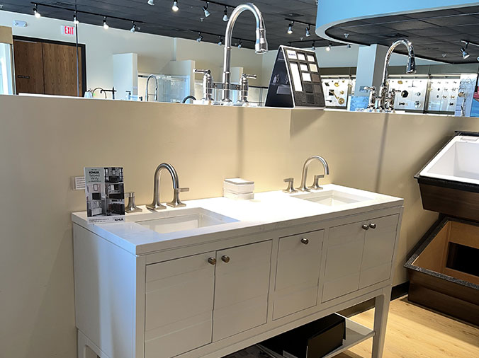 McDonald Plumning Supply showroom interior bathroom sinks and faucets
